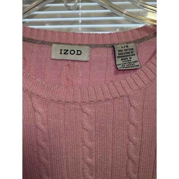 IZOD Pale Pink Cable Knit Sweater -- Large - Picture 3 of 6